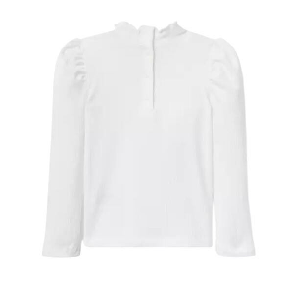 Janie and Jack Ribbed Balloon Sleeve Turtleneck, Size 5, Jet Ivory - Picture 2 of 10